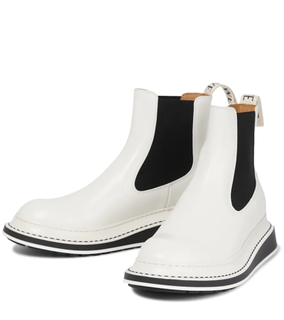 Shop Loewe Leather Chelsea Boots In Soft White