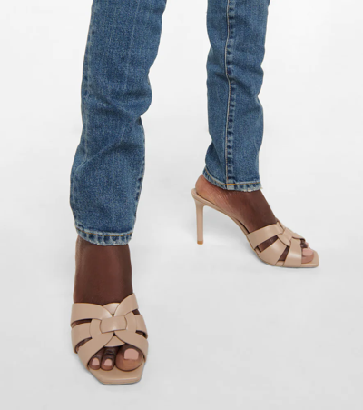 Saint Laurent Women's Dark Beige Tribute Leather Sandals For Fw23 In Dark Beige