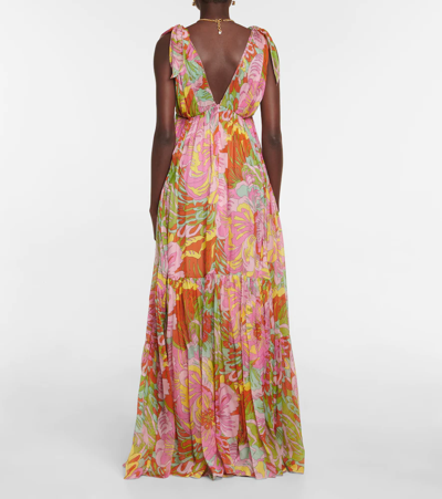 Shop Dolce & Gabbana Floral Silk Chiffon Gown In St.anni 60 Multicol