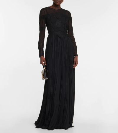 Shop Dolce & Gabbana Lace-insert Gown In Nero