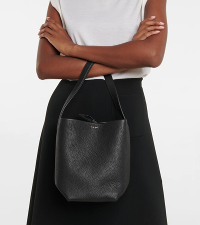 Shop The Row Park Small Leather Tote Bag In Black