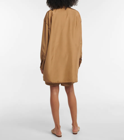 Shop Totême Embroidered Silk Shirt In Camel