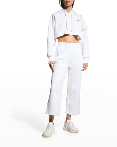 Shop Adidas By Stella Mccartney Zip-front Cropped Logo Hoodie In White