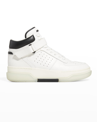 Shop Amiri Men's Stadium Mid-top Leather Sneakers In White Bl