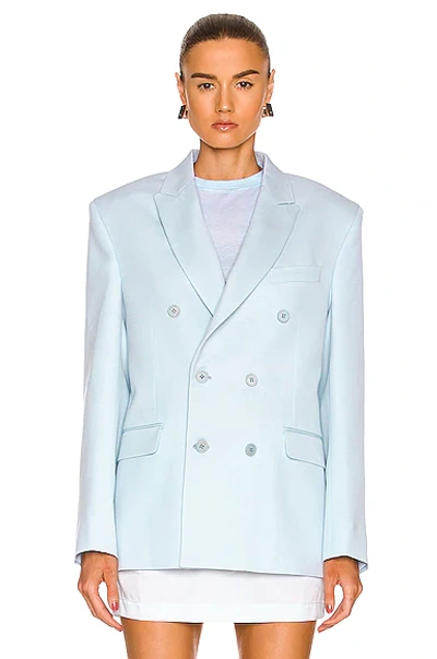 Shop Wardrobe.nyc Double Breasted Blazer In Light Blue