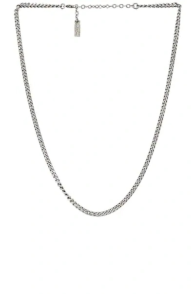 Shop Saint Laurent Small Curb Chain Necklace In Oxidized Silver