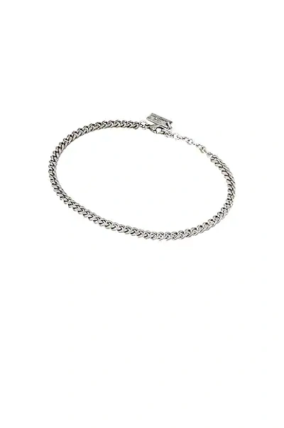 Shop Saint Laurent Small Curb Chain Bracelet In Oxidized Silver