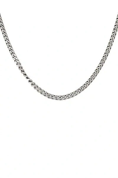 Shop Saint Laurent Small Curb Chain Necklace In Oxidized Silver