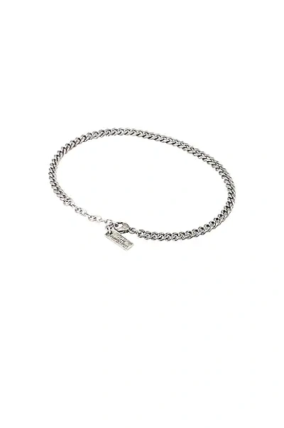Shop Saint Laurent Small Curb Chain Bracelet In Oxidized Silver