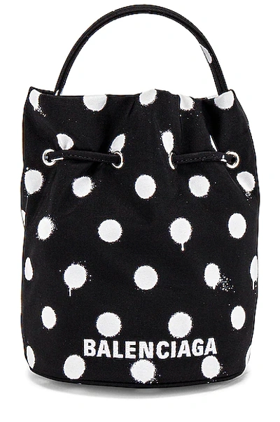 Balenciaga Wheel Polka-Dot Drawstring Bucket Bag