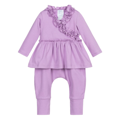 Shop Lemon Loves Layette Baby Girls Purple Cotton Trouser Set