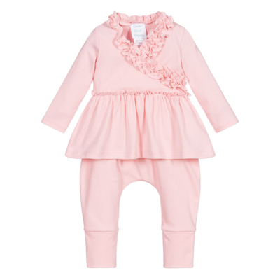 Shop Lemon Loves Layette Baby Girls Pink Cotton Trouser Set