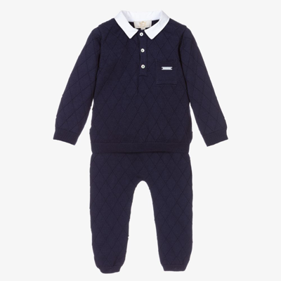 Shop Caramelo Boys Blue Knitted Trouser Set