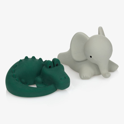 Shop Liewood Rubber Bath Toys (2 Pack) In Green