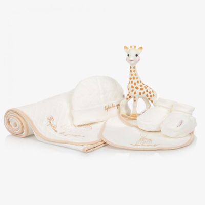 Shop Sophie La Girafe Organic Cotton Gift Set In Ivory