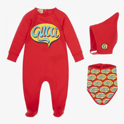 Shop Gucci Red Babysuit Gift Set