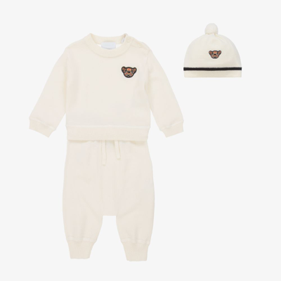 Shop Burberry Ivory Knitted Trouser Set