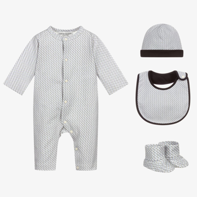 Shop Emporio Armani Boys Blue 4 Piece Babysuit Gift Set