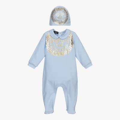Shop Versace Blue Medusa Babysuit Gift Set