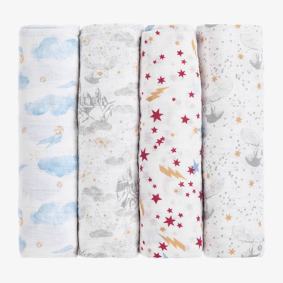 Shop Aden + Anais Harry Potter Muslins (4 Pack) In White