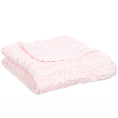Shop Minutus Baby Girls Pink Knitted Blanket (98cm)