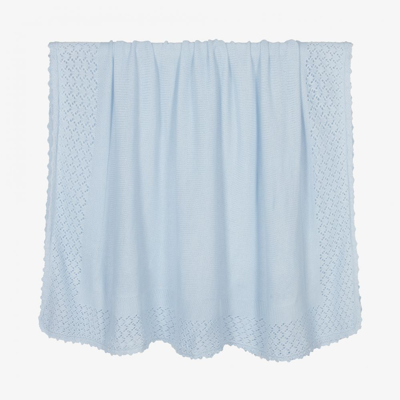 Shop Sarah Louise Blue Knitted Blanket (124cm)