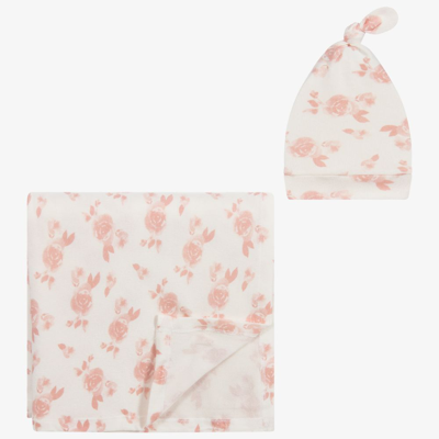Shop Aden + Anais Girls Pink 2 Piece Hat & Blanket Set