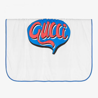 Shop Gucci White Logo Blanket (80cm)