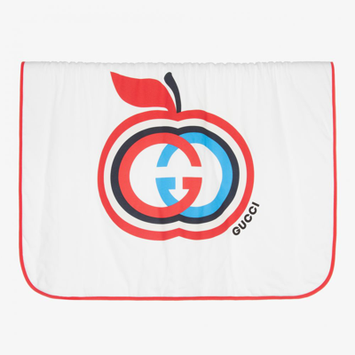 Shop Gucci White & Red Gg Blanket (80cm)