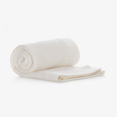 Shop Beatrice & George Ivory Wool & Cashmere Knit Blanket (100cm)
