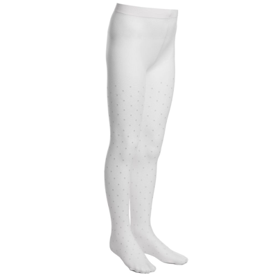 Country Kids' Girls White Opaque Star Tights