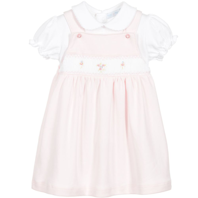 Shop Mini-la-mode Girls Pink Pima Cotton Smocked Dress Set