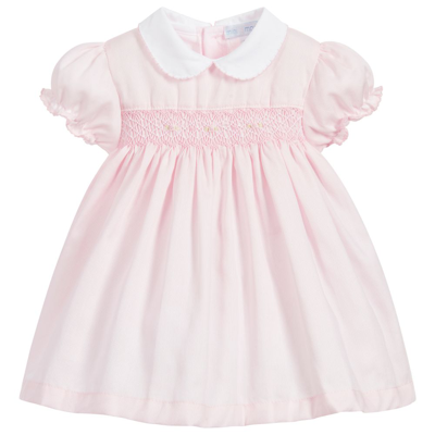 Shop Mini-la-mode Girls Pink Pima Cotton Smocked Dress