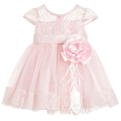 Shop Beau Kid Baby Girls Satin & Tulle Dress In Pink