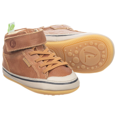 Shop Tip Toey Joey Baby Boys Brown Leather Hi-top Trainers