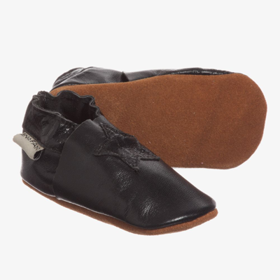 Shop En Fant Black Leather Slipper Shoes