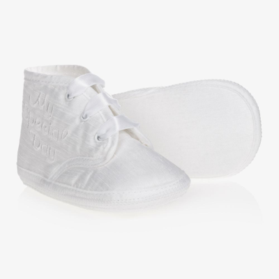 Shop Early Days White Silk Pre-walker Shoes