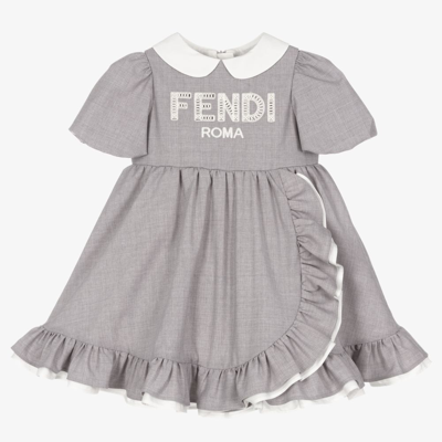 Shop Fendi Baby Girls Grey Wool Dress