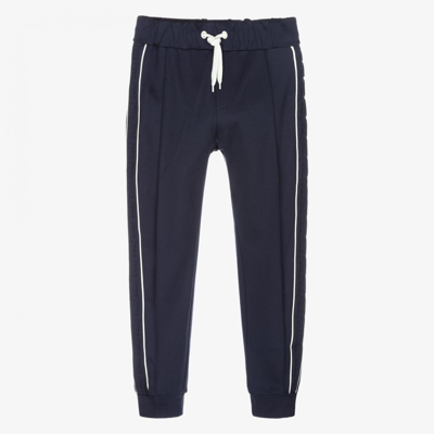 Shop Fendi Boys Teen Navy Blue Logo Joggers