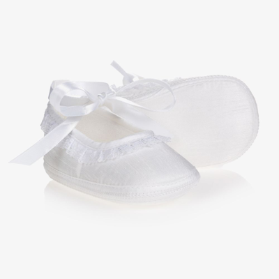 Shop Early Days Baby Girls White Silk Shoes