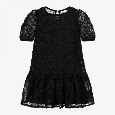 Shop The Tiny Universe Girls Black Tulle Flower Dress