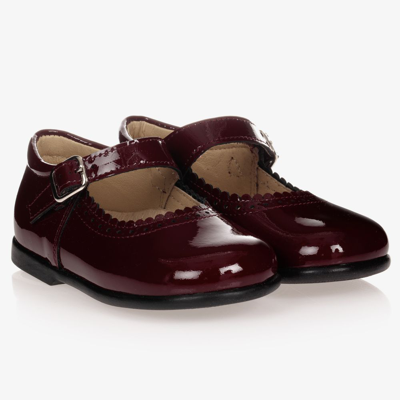 Shop Early Days Girls Burgundy Leather Shoes In Red