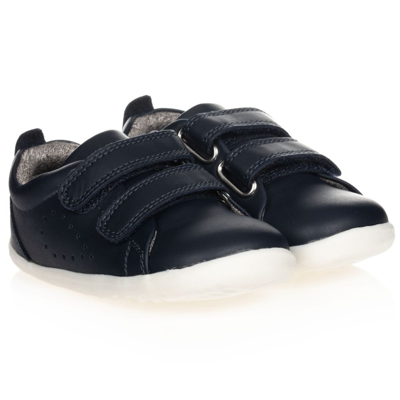 Shop Bobux Step Up Navy Blue Leather Baby Trainers