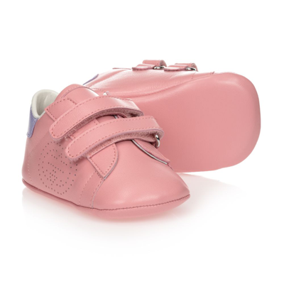 Shop Gucci Pink Leather Baby Trainers