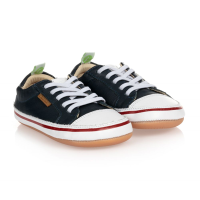 Shop Tip Toey Joey Blue Leather Baby Trainers