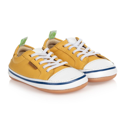 Shop Tip Toey Joey Yellow Leather Baby Trainers