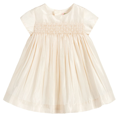 Shop Bonpoint Baby Girls Ivory Silk Smocked Dress