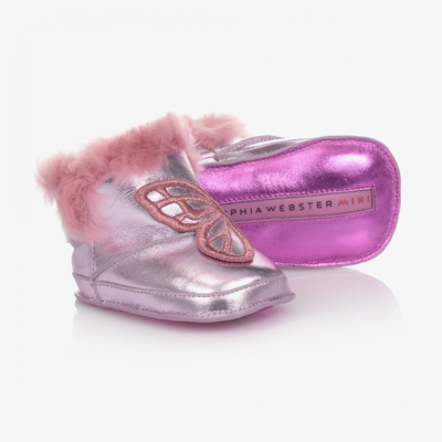 Shop Sophia Webster Mini Girls Pink Leather Pre-walker Boots