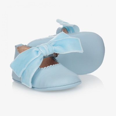 Shop Children's Classics Girls Pale Blue Bow Pre-walker Shoes