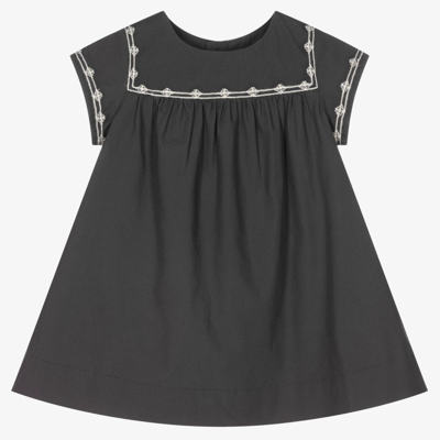 Shop Bonpoint Girls Grey Embroidered Baby Dress